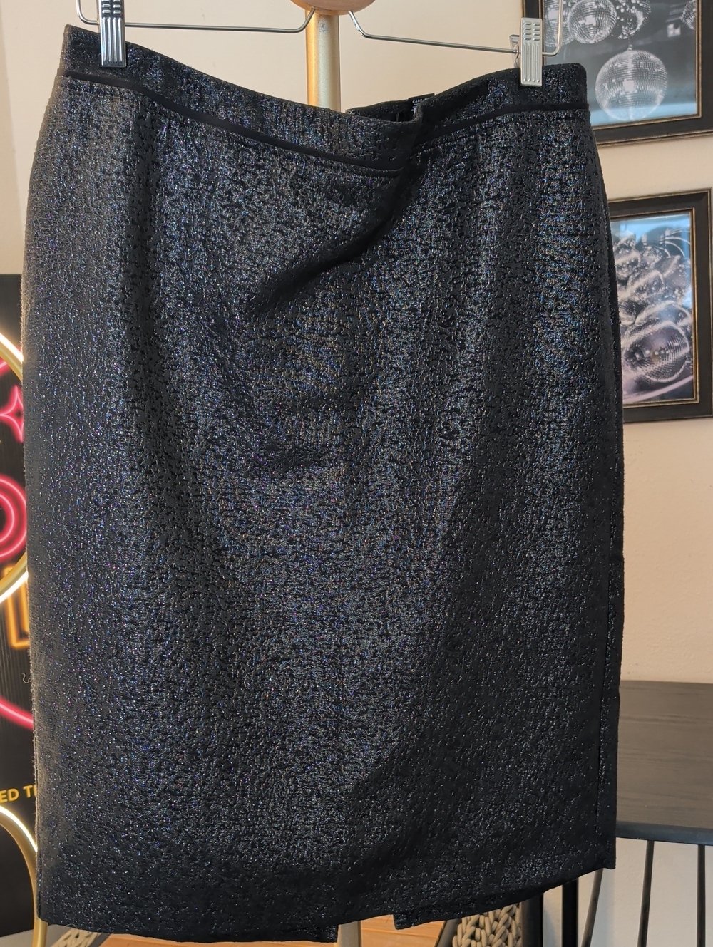 Who What Wear Black Textured Pencil Skirt